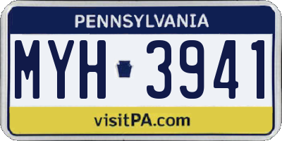 PA license plate MYH3941