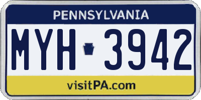PA license plate MYH3942