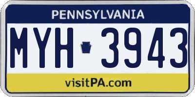 PA license plate MYH3943