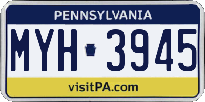 PA license plate MYH3945