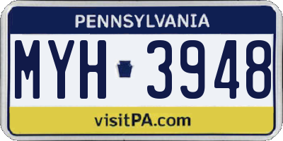 PA license plate MYH3948