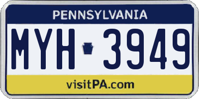 PA license plate MYH3949