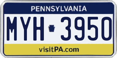 PA license plate MYH3950