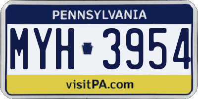PA license plate MYH3954