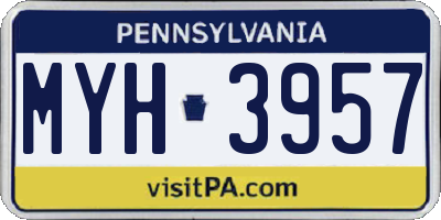 PA license plate MYH3957