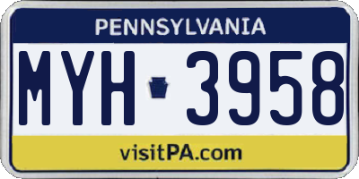 PA license plate MYH3958