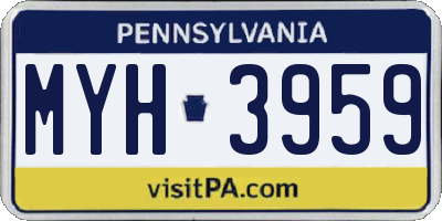 PA license plate MYH3959
