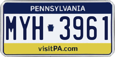 PA license plate MYH3961