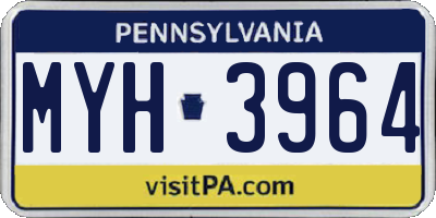 PA license plate MYH3964