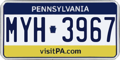 PA license plate MYH3967