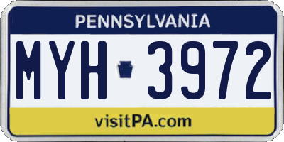 PA license plate MYH3972