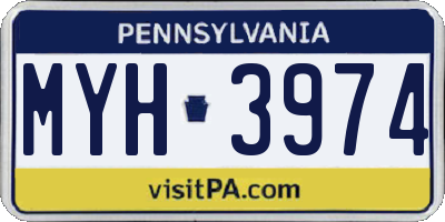 PA license plate MYH3974
