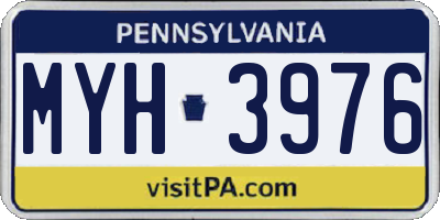 PA license plate MYH3976