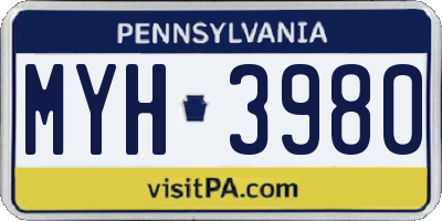 PA license plate MYH3980