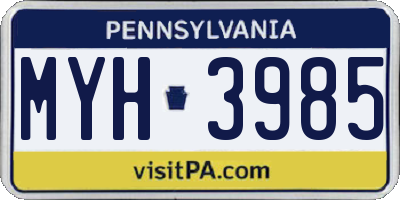 PA license plate MYH3985