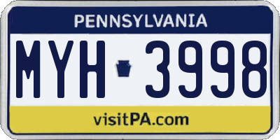 PA license plate MYH3998