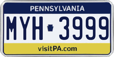 PA license plate MYH3999