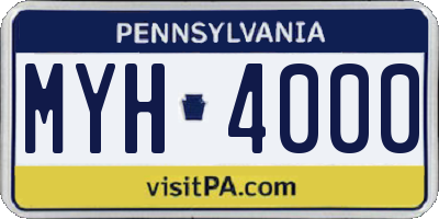 PA license plate MYH4000