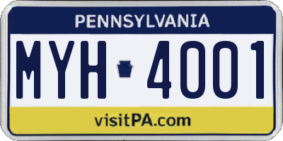 PA license plate MYH4001