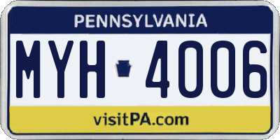 PA license plate MYH4006