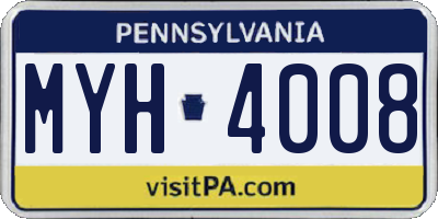 PA license plate MYH4008