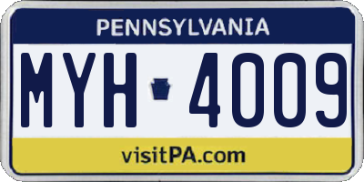 PA license plate MYH4009