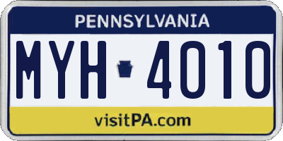 PA license plate MYH4010