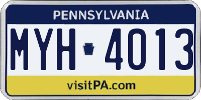 PA license plate MYH4013