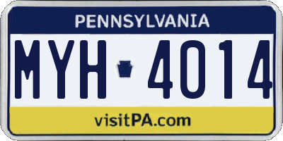 PA license plate MYH4014