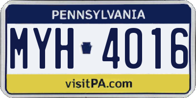 PA license plate MYH4016