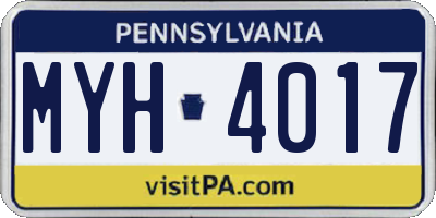 PA license plate MYH4017