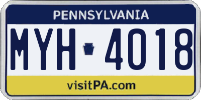 PA license plate MYH4018
