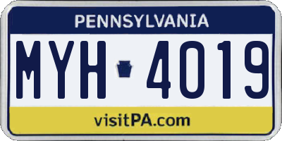 PA license plate MYH4019