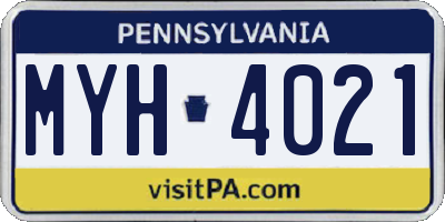 PA license plate MYH4021