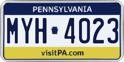 PA license plate MYH4023