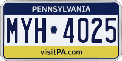 PA license plate MYH4025