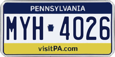 PA license plate MYH4026