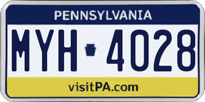 PA license plate MYH4028