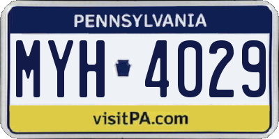 PA license plate MYH4029