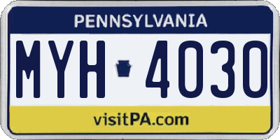 PA license plate MYH4030