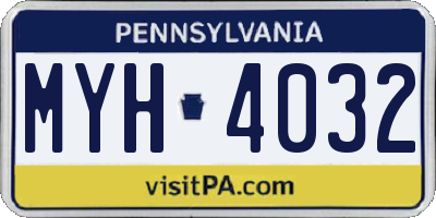 PA license plate MYH4032