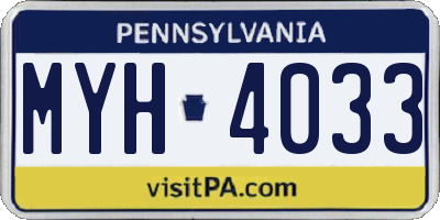PA license plate MYH4033