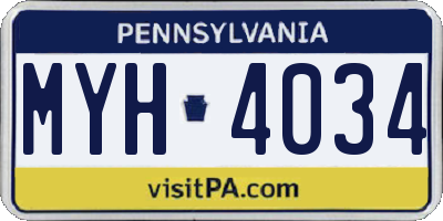 PA license plate MYH4034