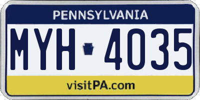 PA license plate MYH4035