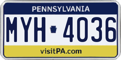 PA license plate MYH4036