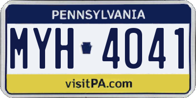 PA license plate MYH4041