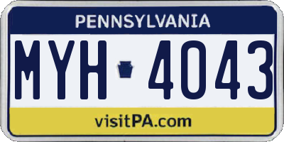 PA license plate MYH4043