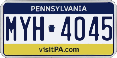 PA license plate MYH4045