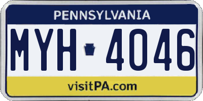 PA license plate MYH4046