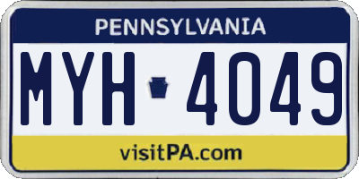 PA license plate MYH4049